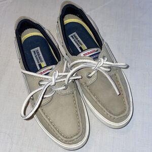 Sebago Docksides Boat Shoes Women’s Size 5.5 Medium Khaki Leather Lace Up Casual